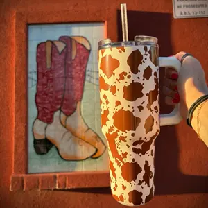 Cow print Western Tumbler Water Bottle