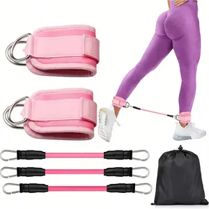 Ankle Resistance Band with Protective Ankle Straps, Leg and Hip Training Set, Post-Kickboxing Glute Fitness Equipment