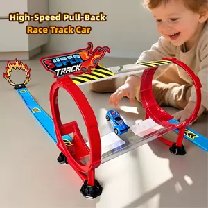 High-Speed Pull-Back Race Track Set – 2 Off-Road Cars, 360° Barrel Spin, Inertial Driving, Electric Track ， Educational Toy for 3-12 Years Boys & Girls, Kids' Gift hot wheels track hotwheels track sets toy cars race track hot wheels ultimate garage