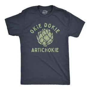 Mens Okie Dokie Artichokie T Shirt Funny Sarcastic Artichoke Joke Tee for Guys Mens Funny T Shirts Cool Vintage Fashion T-Shirt Gift Classic Menswear Funny Food Short Sleeve Novelty Tees for Guys Navy -