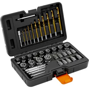 40- Metric Bolt & Screw Extractor Set with Left Hand Cobalt Drill Bit Set, Easy Out Broken Stripped Screw  for Damaged, Frozen, Studs, Rusted, Rounded-Off , Nuts & Screws