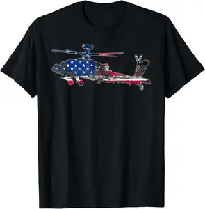 100%cotton AH-64 Apache Army Helicopter T-Shirt