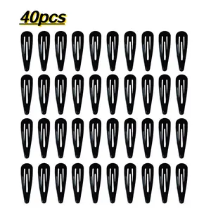 40pcs Black Elastic Hair Clips Set, Multi-Purpose For Styling, Braiding, Bangs, Makeup, Shower, School Stuff, Everyday Hair Accessories With Gentle Hold