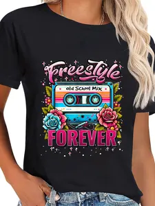 100% Cotton Freestyle Forever Retro 80s Cassette Perfect Concert T-Shirt
