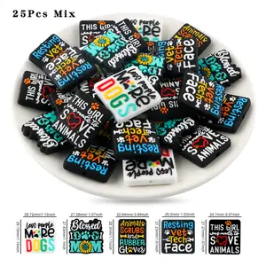 25PCS Text And Dog Paw Series Focal beads,Silicone Beads for Pens