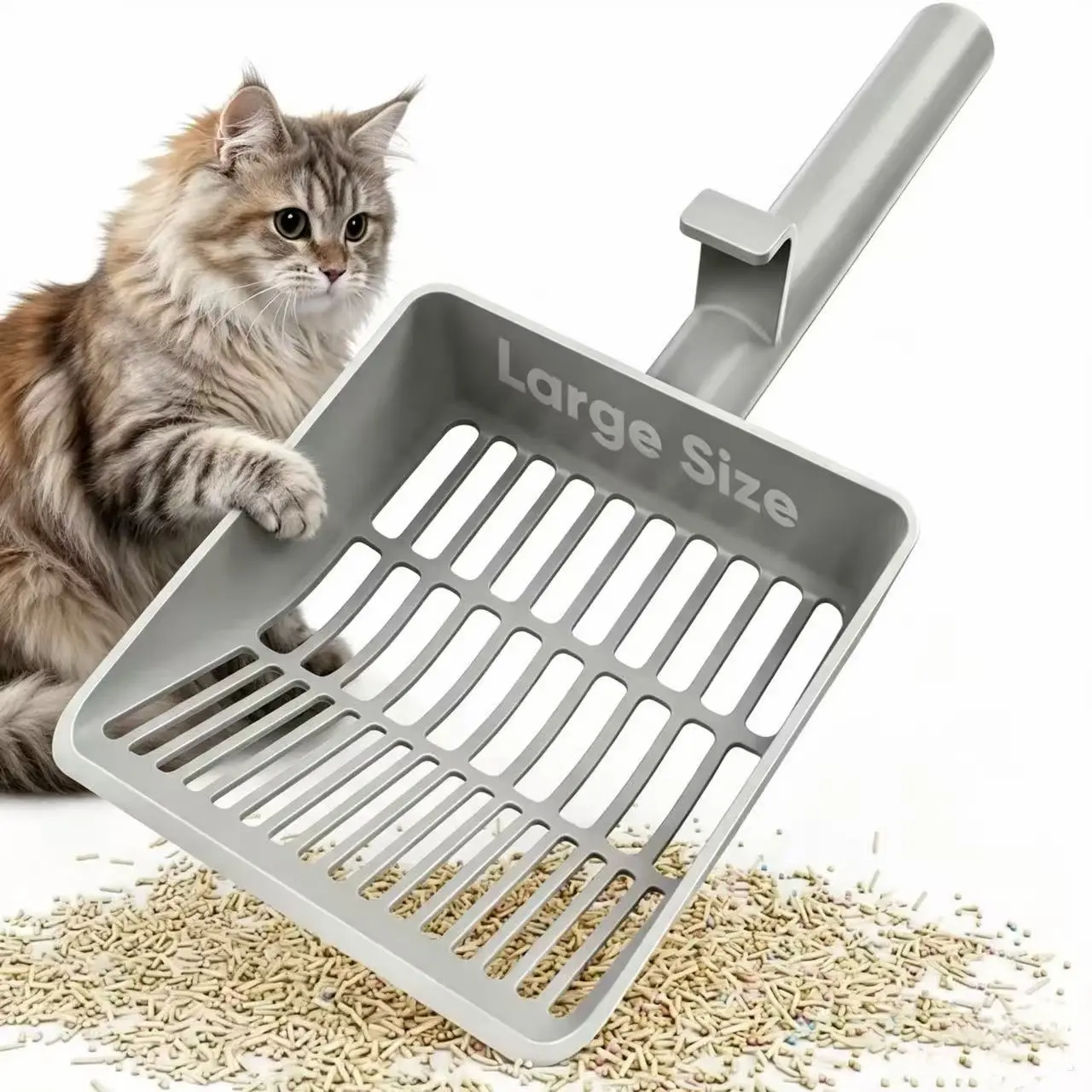 Cat Litter Scoop, Aluminum Alloy Sifter, Kitty Metal Scooper, Hangs on Litter Box, Efficient Scooper,for Cat Litter Box
