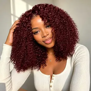 [New In] Asteria Hair 5×7 Lace Afro Curly Wig Cherry Cola Red Color Human Hair Lace Closure Wig Easy Install Glueless Wig