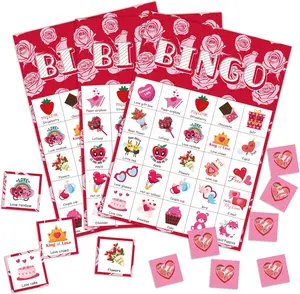 Valentines Crafts for Kids - Valentines Bingo Cards - Kids Gifts for School Classroom | 24 Players Valentines Day Accessories Party Favors - Valentine Toys Games for Boy Girl