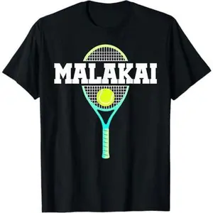 Malakai Name Tennis Player Boys Ball and Racket Sports Fan T-Shirt