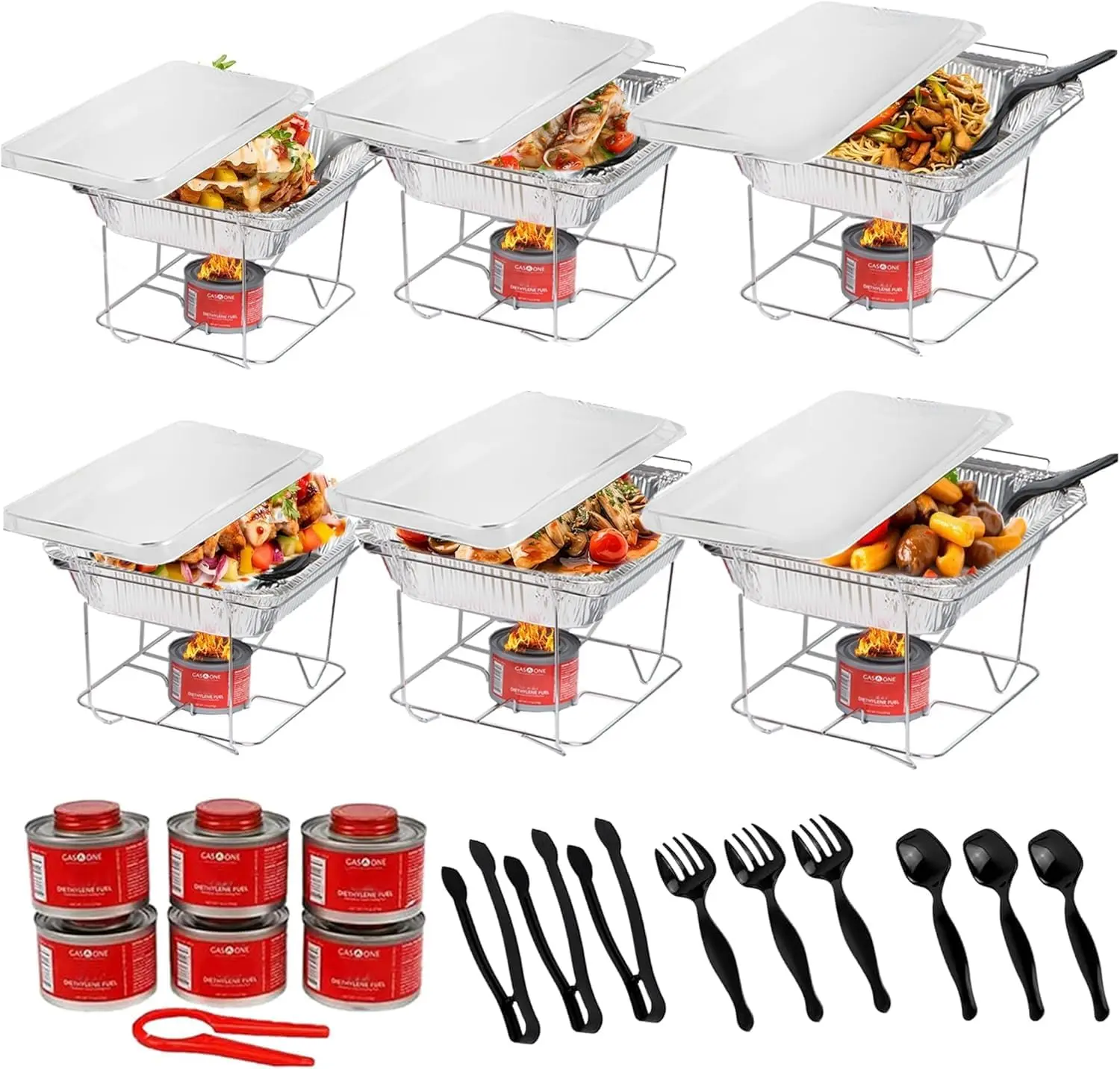 6 Pack - Disposable Chafing Dish Buffet Set