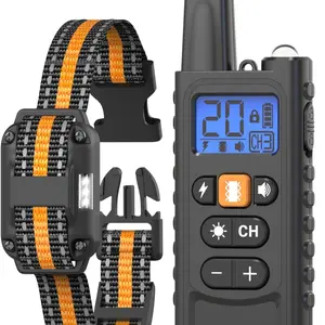 Dog Shock Collar, Electric Dog Training Collar, e-Collar, Anti-Barking Device with Remote, 3 Modes Beep Vibration Shock , Security Lock , IPx7 Waterproof, Up to 2600 Feet Range