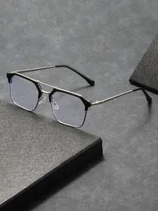 Unisex Retro Simple Style Flat Lens Glasses, Anti-Blue Light, Suitable for Computer Games TV Phone, Transparent HD Eyewear Accessories