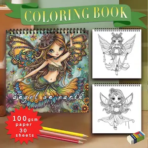 Angel Pattern Coloring Book, 1 Count 30 Pages Spiral Bound Coloring Book, DIY Painting Supplies for Teenager, Birthday Gift, Holiday Gift