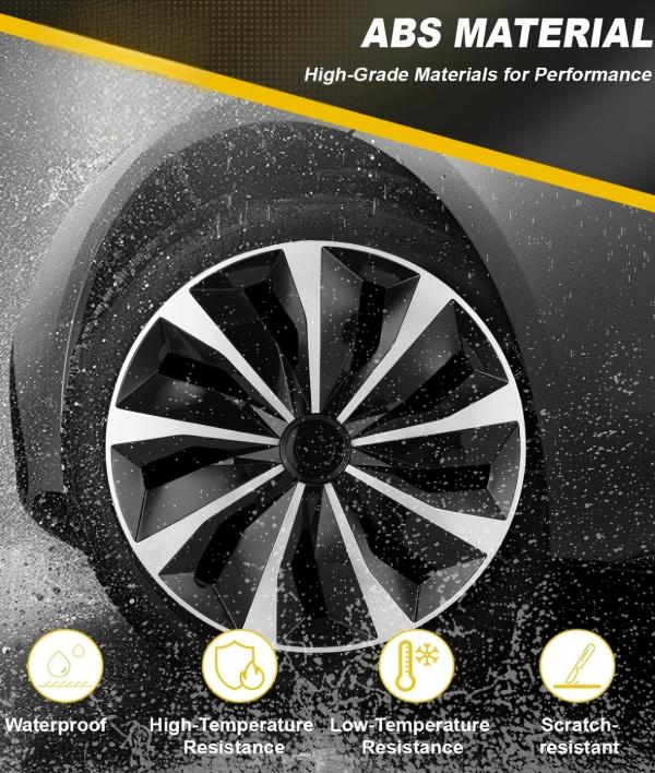 16 Inch Wheel Rim Covers Set of 4 | Universal Hubcaps for Steel Rims, Car Truck SUV Van Wheel Decor & Protection