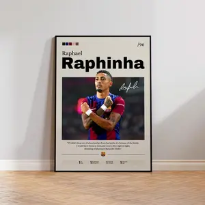 Raphinha Poster, Soccer Star Print, Football Decor, Sports Illustration, Fan Gift, Raphinha Barcelona Artwork, Home Decor