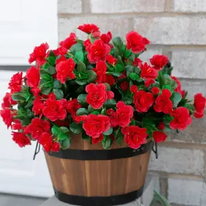 UV Resistant Artificial Flower Plants, 4/8 Sets Realistic Faux Silky Camellias, Realistic Faux Flowers, Faux Floral Plant, Decorative Outdoor Spring & Summer Decor, Floral Decoration, Weddings, Home, Office, Garden, Fake Plastic Plants