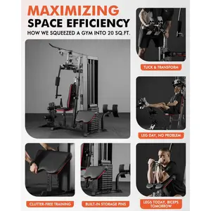 Home Gym, Workout Station with 150LBS Weight Stack, Multifunctional Home Gym Equipment, Exercise Equipment for Full Body Strength Training