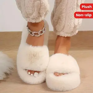 ComfyWomen'sFuzzyPlushSlippers-FauxFurLinedSlideShoeswithAnti-SkidSole,Non-SlipFeature,OpenToeDesign,IdealforIndoorUse-Girlwomen's clothing(Sheet)