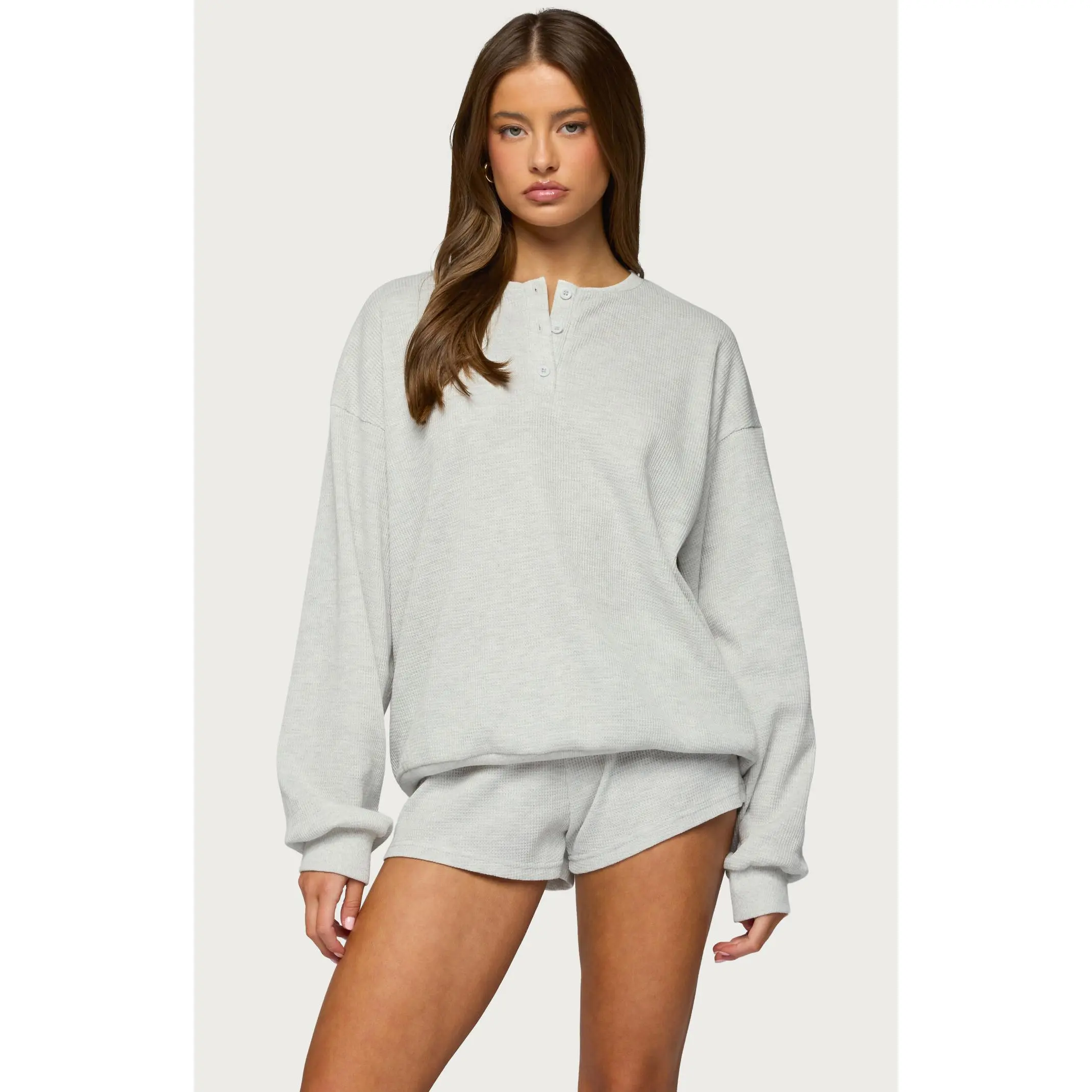Edikted Women's Baila Waffle Henley Top