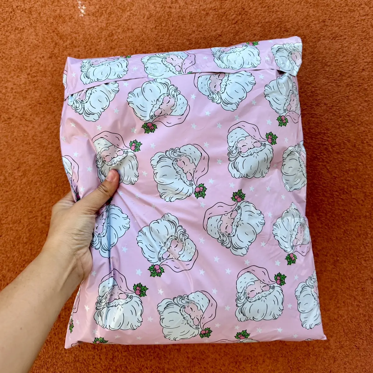 100PCS 12*15" PINK SANTA CHRISTMAS POLYMAILERS