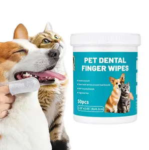 50Pcs Pet Care Finger Wipes for Dogs and Cats Dental, Ear, and Eye Hygiene Grooming Cleaner Freshens Breath Clean Teeth Dirt