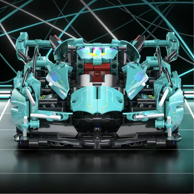 Compatible with Lego remote control toy building blocks, assembly supercar children's toy car racing model, small particles.