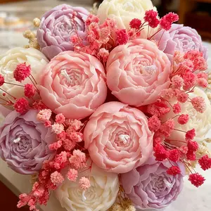 4-pack 3D Rosebud Mold - Layered petal and stem design, non stick silicone material suitable for candles/resin/gypsum/epoxy resin wax molds - Reusable multi petal flower molds, preferred for DIY handicrafts, elegant flower gifts, irregular shapes