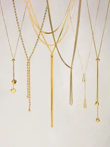 Elegant Y-Shape Titanium Steel Necklace, Minimalist Necklaces, High-Quality Long Chain Design, Perfect Gift for Women & Men, All Season Wear, Modern Fashion Accessories