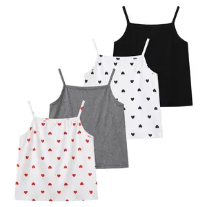 4-piece girl summer heart-shaped print design sleeveless children's lightweight breathable vest summer sweet and lovely Joker children's wear