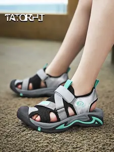 Sandals with Velcro Closure Anti-Slip Lightweight Breathable Hollow-Out Sports Shoes Adjustable Slides Suitable for Beach Outdoor School Summer Adjustable Sandals