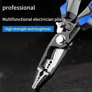 1pc Multifunctional Wire Stripping Pliers 1pc Professional Industrial Multifunctional Wire Stripping Pliers - Metal Electrician Pliers for Stripping, Pressing & Crimping
