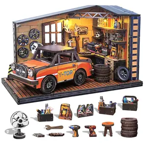 DIY Book Nook Kit, Miniature House Model Set, 3D Wooden Puzzle, Desktop Decoration, Birthday Gift, Christmas Present, Home Decor, Model Car Kit