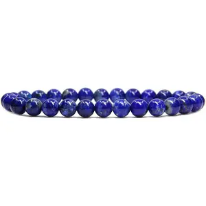 Natural Lapis Lazuli Stone Beaded Bracelet 4mm Blue Lapis Gemstone Stretch Healing Bracelet Boho Style for Daily Use Handmade Gift for her, gift for him