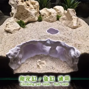 Aquarium Decor Atlantis Crest Cave Fish Tank Ornament with Sand Base Perfect for Betta Shrimp and Small Fish