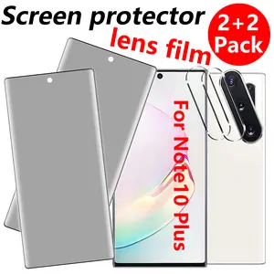 Privacy Screen Protector for Samsung Galaxy Note 10 Plus 5G 6.8 Inch Tempered Glass [2 Pack] with Camera Lens Protector [2 Pack].Anti-spy,No Bubbles,9H Hardness HD, Full Coverage Glass Film for Samsung Galaxy Note 10 Plus (Black)