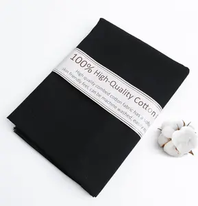 Black Cotton Fabric, Natural 100% Cotton Poplin Fabric by the Yard 59 Inches Wide Lining Fabric for Sewing Apparel Cloth Soft Embroidery Quilting, 1 Yard