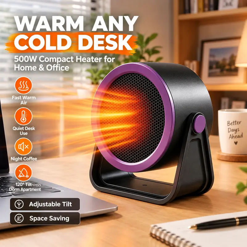 Portable corded personal heater for indoor use