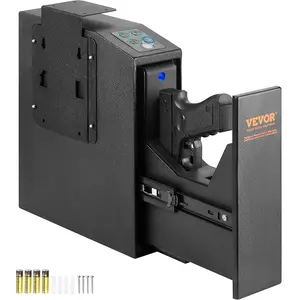 Mounted Gun Safe for Pistols, Biometric Gun Safe with Three Quick Access Ways of Fingerprints, Passwords and Keys, Handgun Safe for 1 Pistol for Home, Bedside, Nightstand, Wall