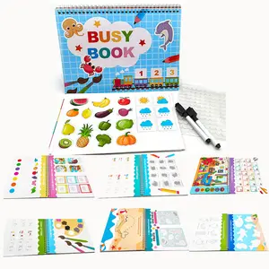 Velcro Sticker Book – Early Learning Busy Book for Kids with Flip & Reveal Pages Early Elementary, Covers Math, Words, Drawing –Gift for Children Lettering Spiral Notebook school supplies