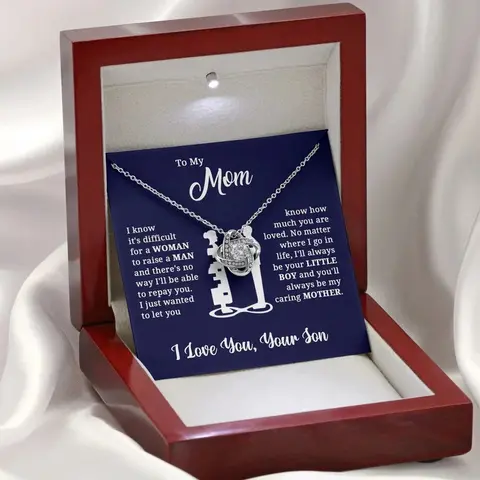 To My Mom Gift Necklace Woman Love Knot Necklace From Son Daughter With Box and Message Card