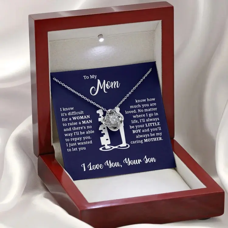 To My Mom Gift Necklace Woman Love Knot Necklace From Son Daughter With Box and Message Card