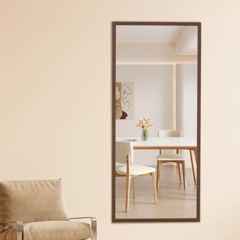 High end and high-quality,Full body mirror, floor mirror,Fourth generation solid wood frame full-length mirror, dressing mirror, bedroom porch, decorative mirror, clothing store, floor standing large mirror, wall mounted. 71 "* 31.5" Glass Hanging