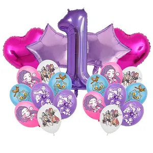 Cartoon & Anime-Themed Birthday Scene Decoration: Floating Heart-Shaped Balloons and Number Balloons