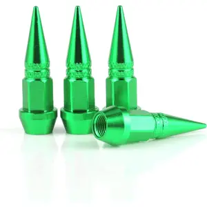 45mm Spiked Aluminum Stem Valve Caps, 4PCS Dustproof Tire Wheel Stem Caps for Cars, SUVs, Trucks Bicycles and Motorcycles(Green)