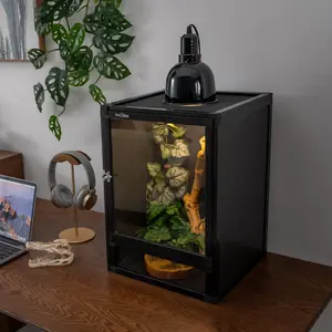 Toxirium 12" x 12" x 18" Small Reptile Cage, Rainforest Habitat with Screen and Acrylic Door, Ventilated Terrarium for Lizards, Frogs, Snakes, Easy Assembly