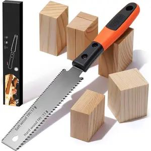 Hand Saw, 6-Inch Double-Edge Pull Saw, SK5 Flexible Blade,11/17 TPI Blade with Soft Grip Handle for Hardwood & Softwood Woodworking (Japanese Hand Saw)