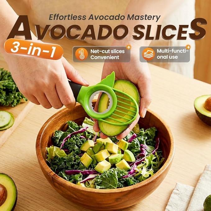 3-in-1 Avocado Tool Split Pit Slice Mess-Free Prep Kitchen Use