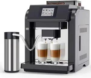 Mcilpoog ES317 Fully Automatic Espresso Machine，Milk Frother,Built-in Grinder，Intuitive Touch Display ，7 Coffee Varieties for Home, Office,and more