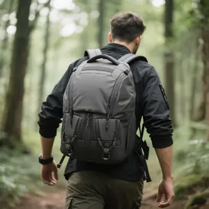 Commuter backpack, durable laptop bag with drawstring pocket, waterproof design, suitable for work/travel