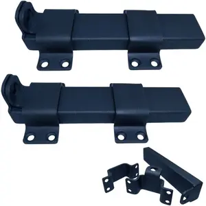 Slide Gate Latch, Heavy Duty Latch Lock with Padlock Hole, Suitable for Wooden Fences, Barn Door Lock, Outdoor Latch, Fence Gate, Courtyard, Shed Lock,Cottages, Cabinet, Matte Black (Style 1-M1-set 2)